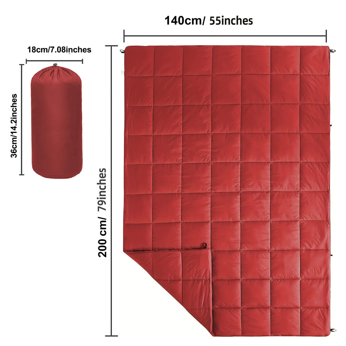 Lightweight Puffy Camping Blanket Down Alternative Warm Waterproof Quilt