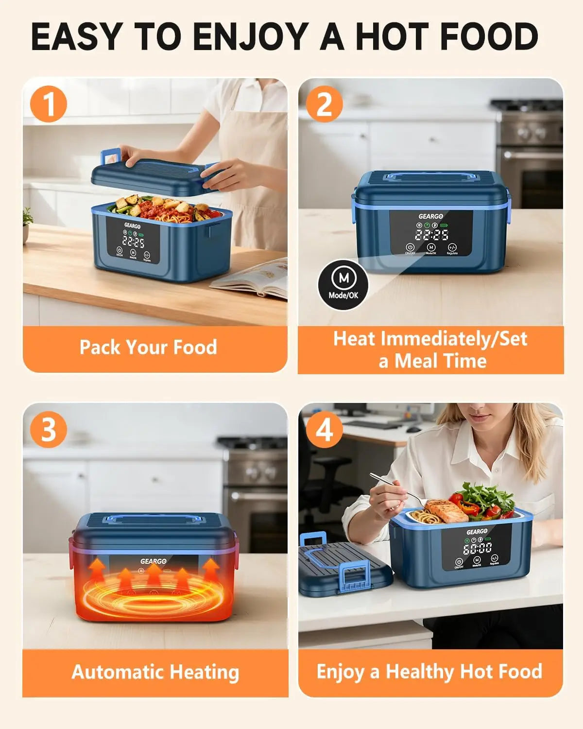 Portable Cordless Electric Self Heating Lunch Box With Cooling Pack