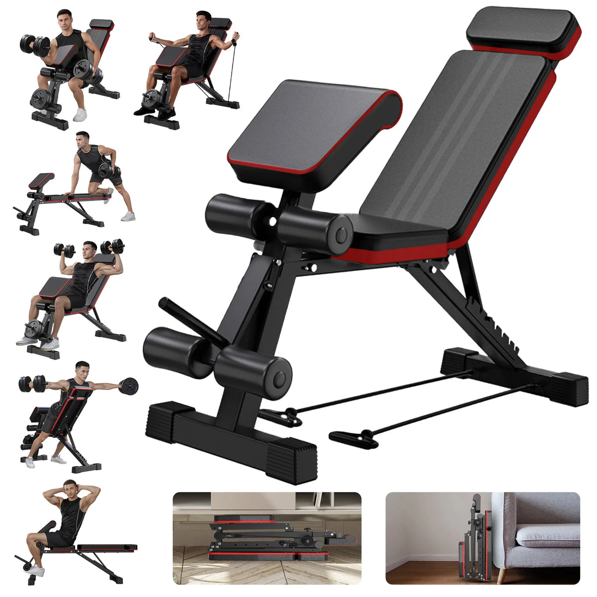 Adjustable Foldable Weight Bench With Leg Extension For Full Body