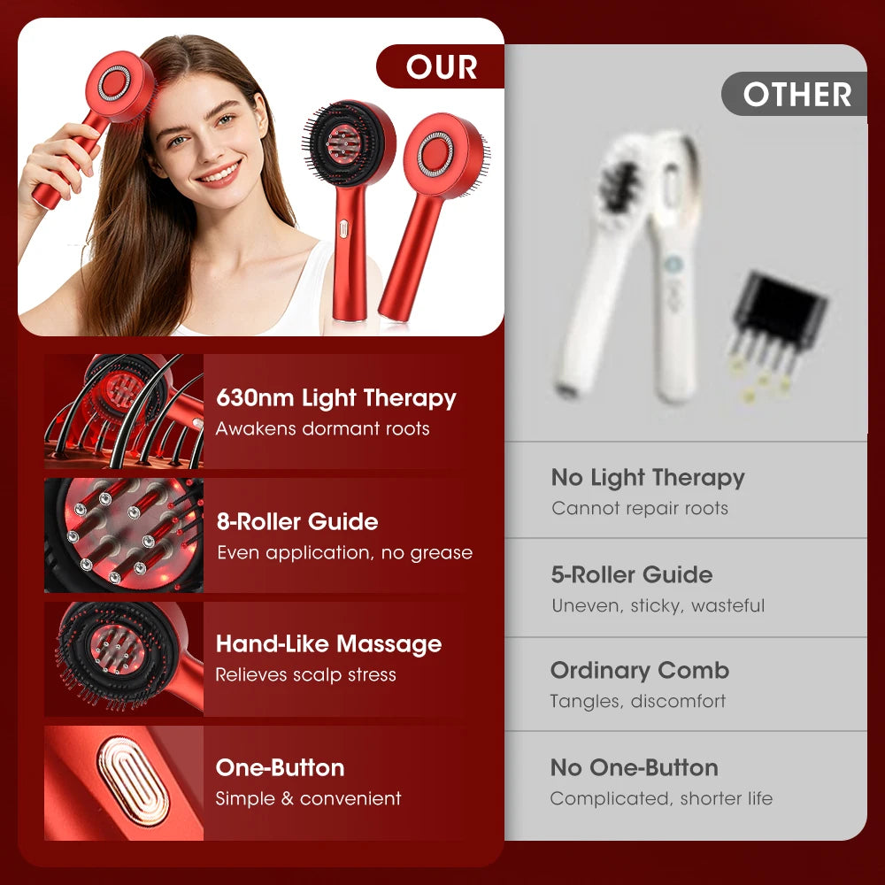 Hailicare Electric Red Light Scalp Massager Featuring Roller Balls