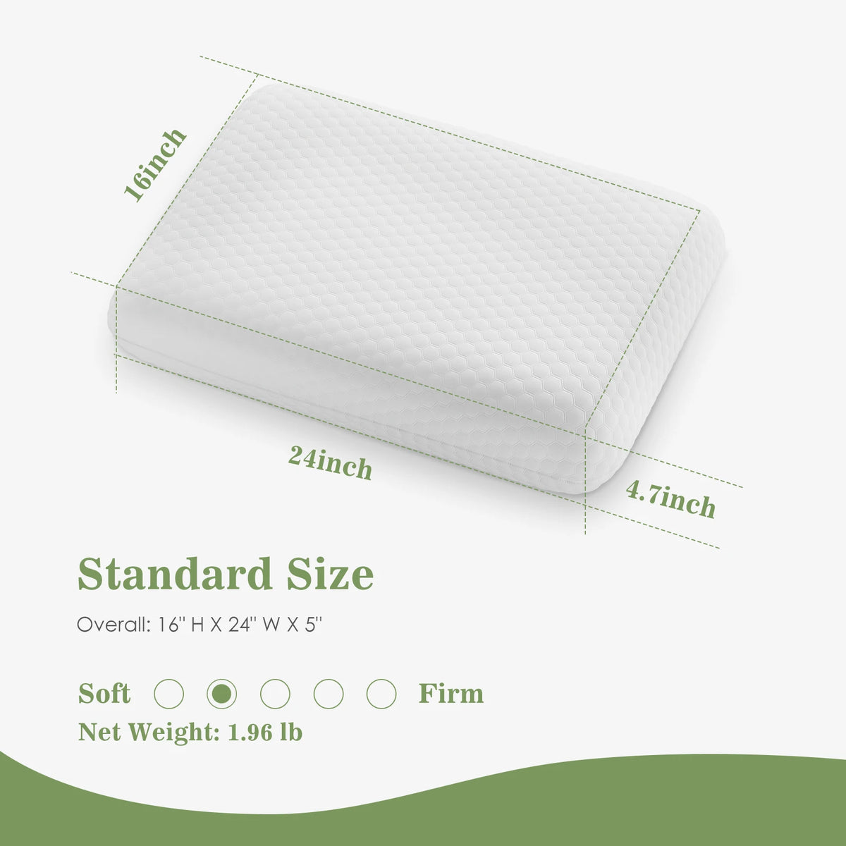 JHK Cooling Memory Foam Bed Pillows With Washable Covers
