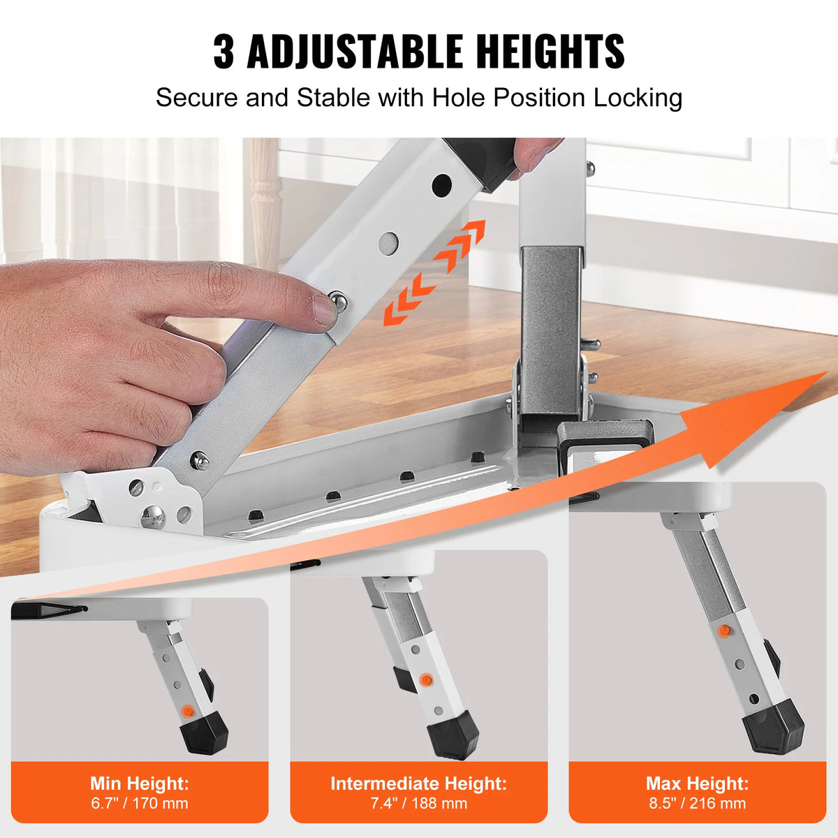 VEVOR Adjustable Non Slip Steel Step Stool for Home Use