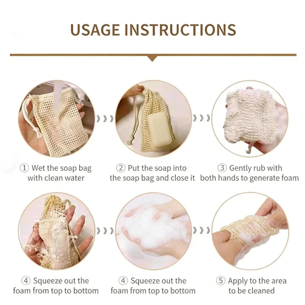 Premium Cotton Soap Saver Pouches Featuring Durable Exfoliating Mesh