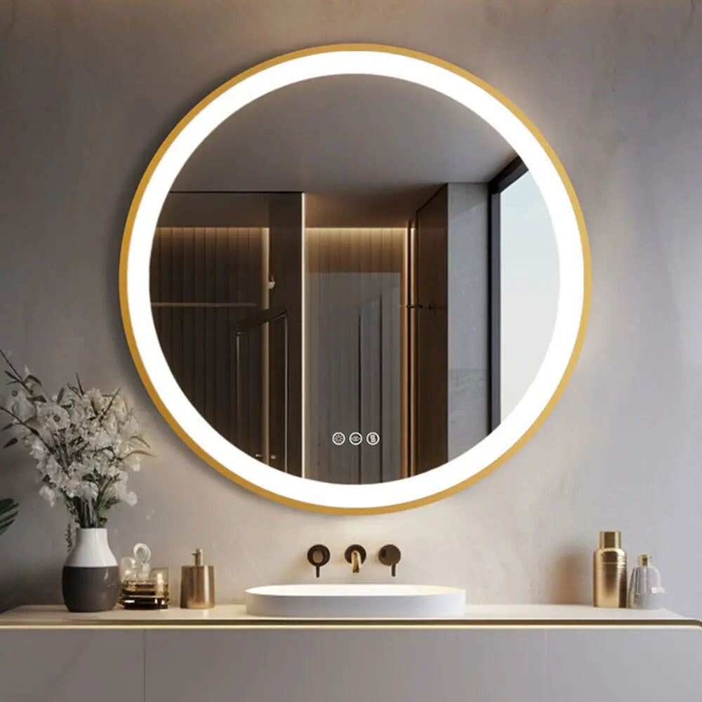 Borwart Round LED Bathroom Mirror Aluminum Frame Antifog