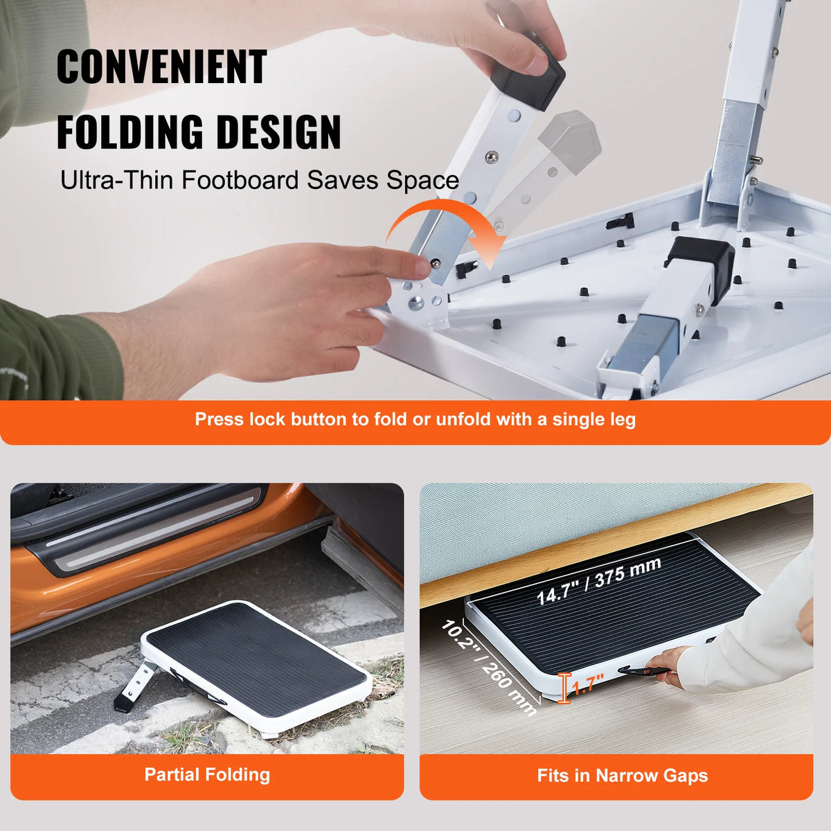 VEVOR Adjustable Non Slip Steel Step Stool for Home Use