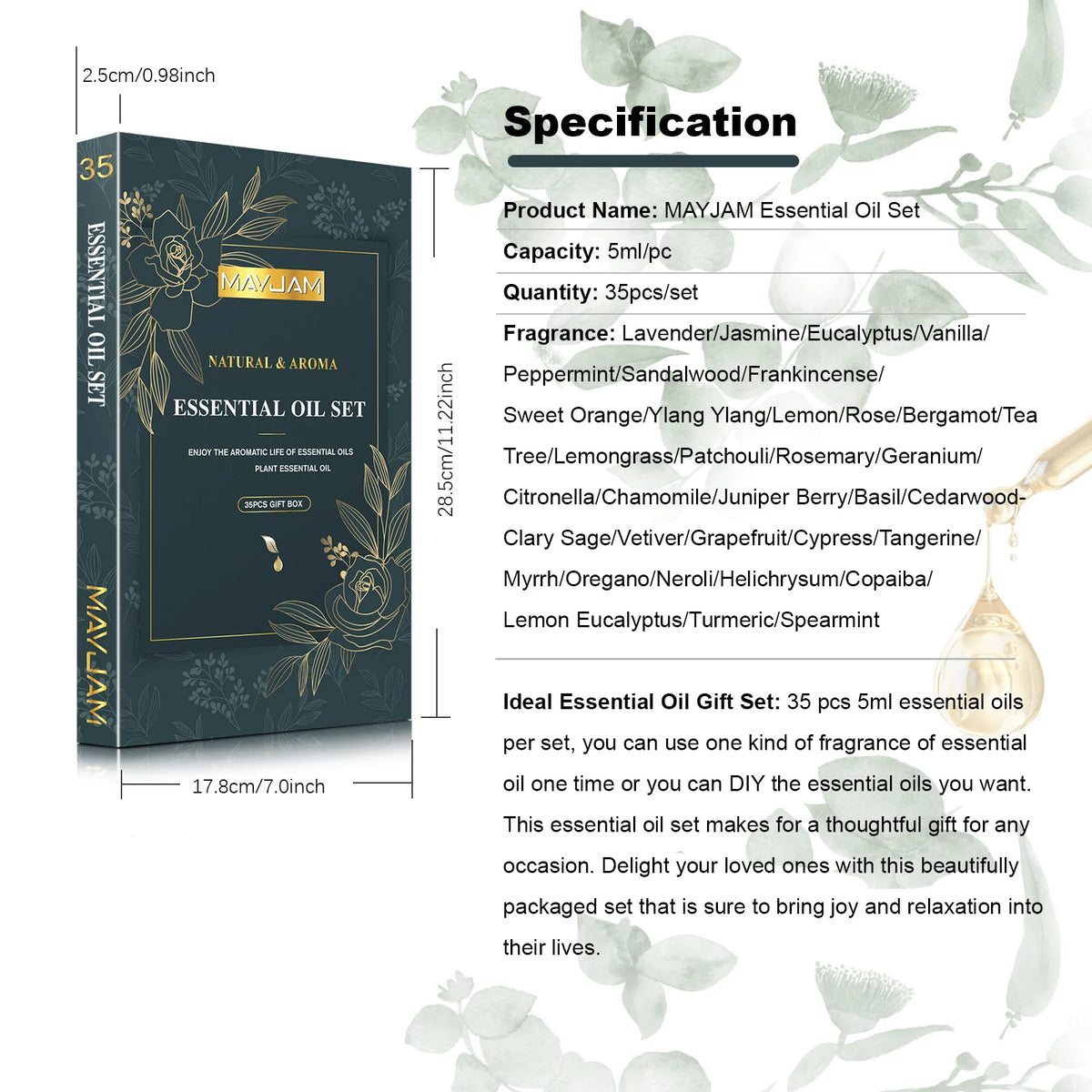 Mayjam 35 Piece Aromatic Essential Oils Collection Set