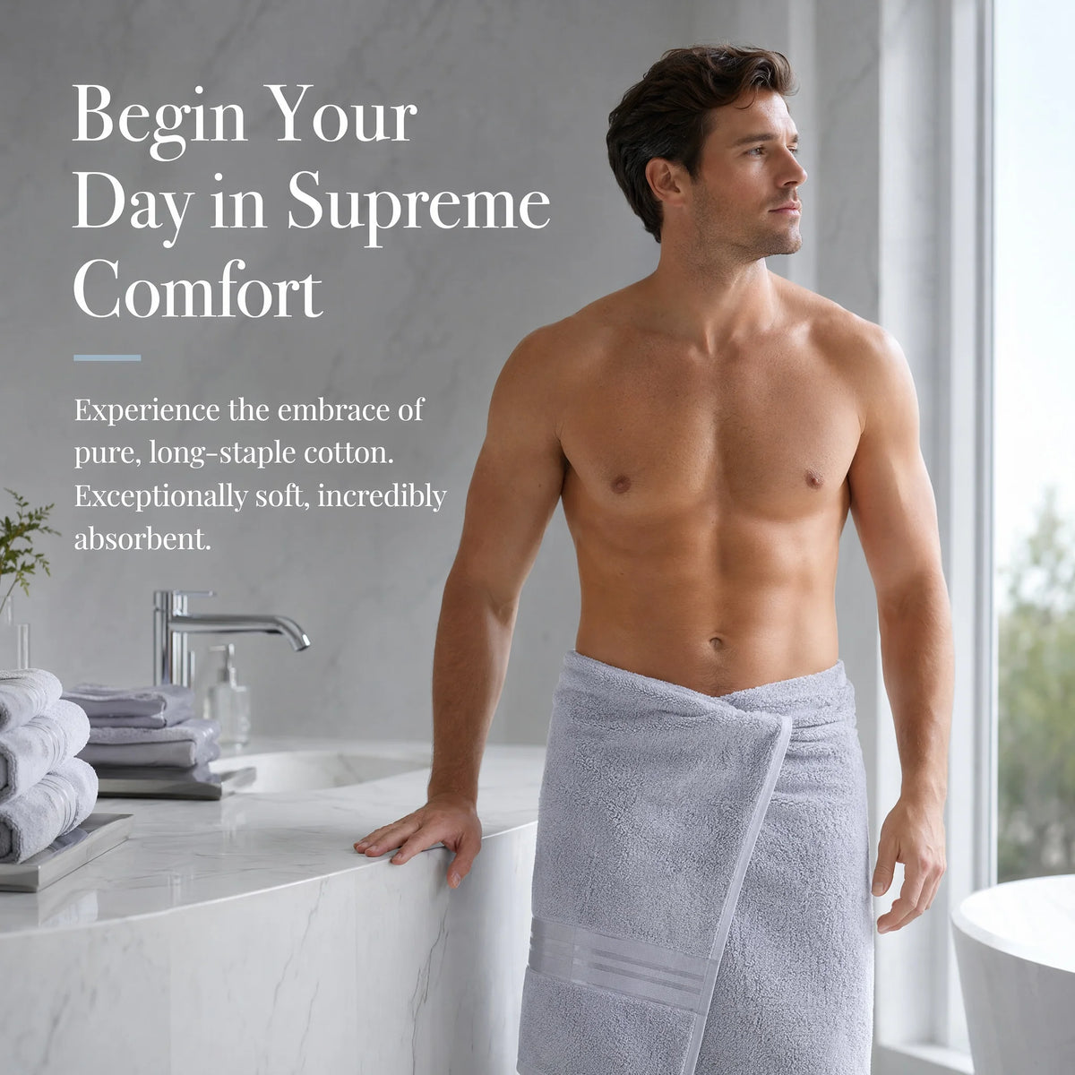 Luxury Six Piece Cotton Towel Set For Bathroom Use