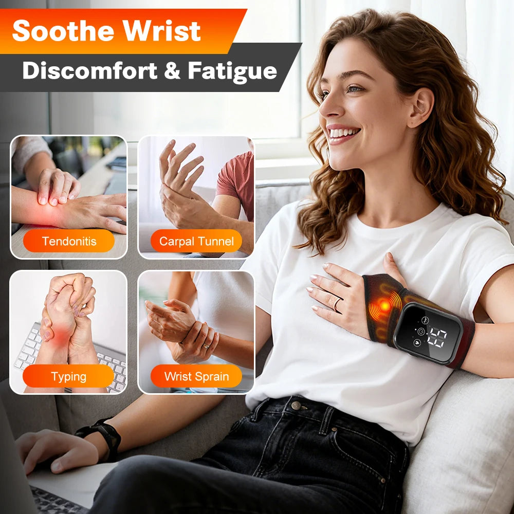 Hailicare Cordless Heated Wrist Massager With Vibration And Touch Control