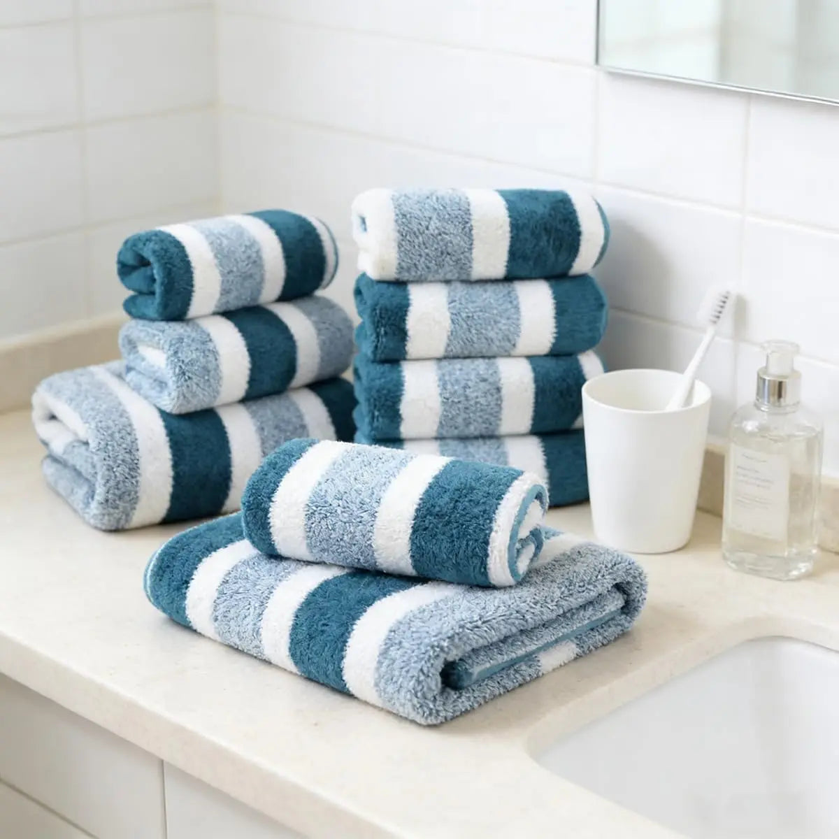 Super Absorbent Plush Bath Towels Set For Bathroom Comfort