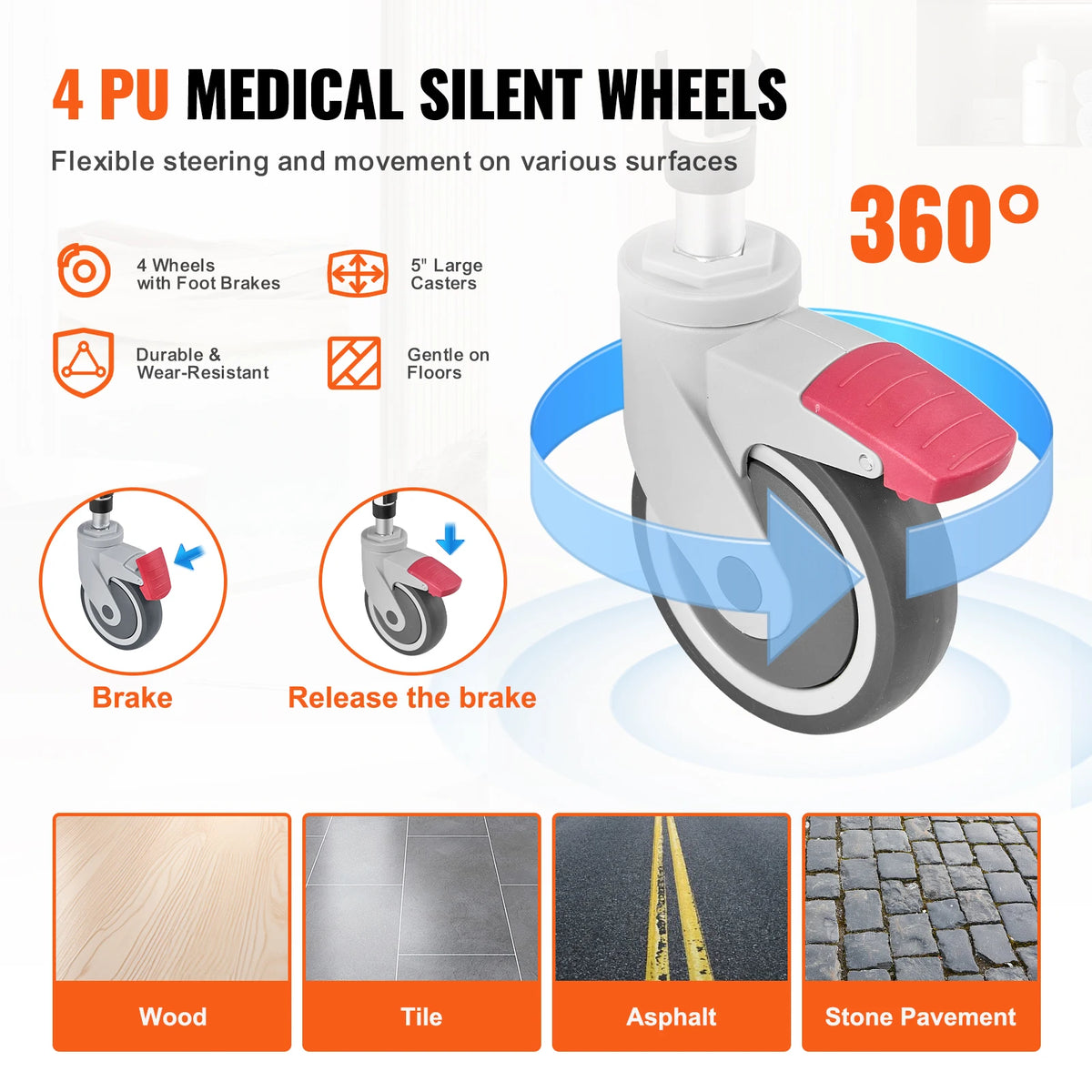 Aluminum Shower Commode Wheelchair with Adjustable Height Removable Bucket