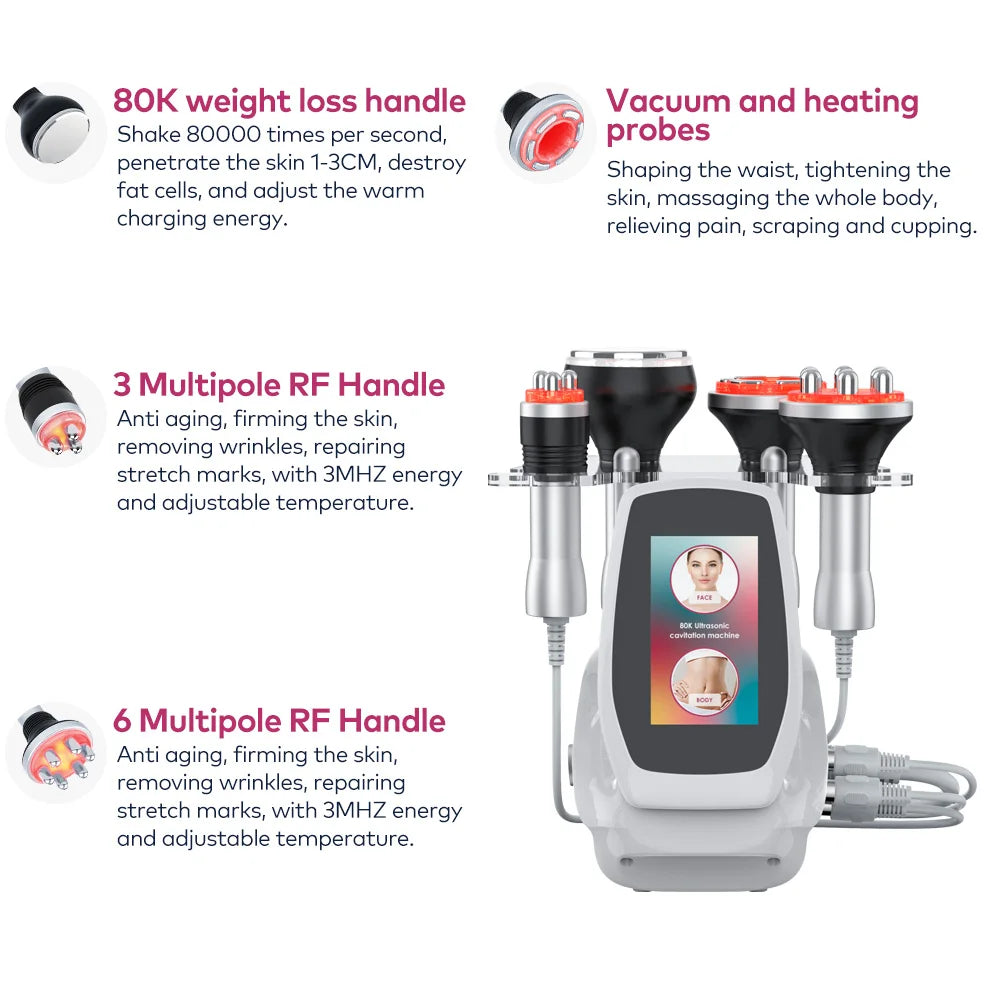 80K Cavitation Ultrasonic Body Slimming Facial Vacuum Skin Tightening Massager