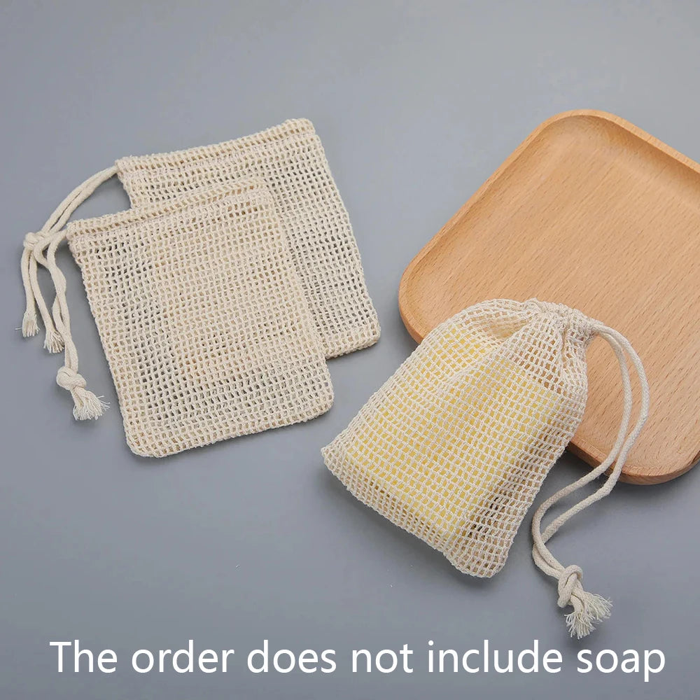 Premium Cotton Soap Saver Pouches Featuring Durable Exfoliating Mesh