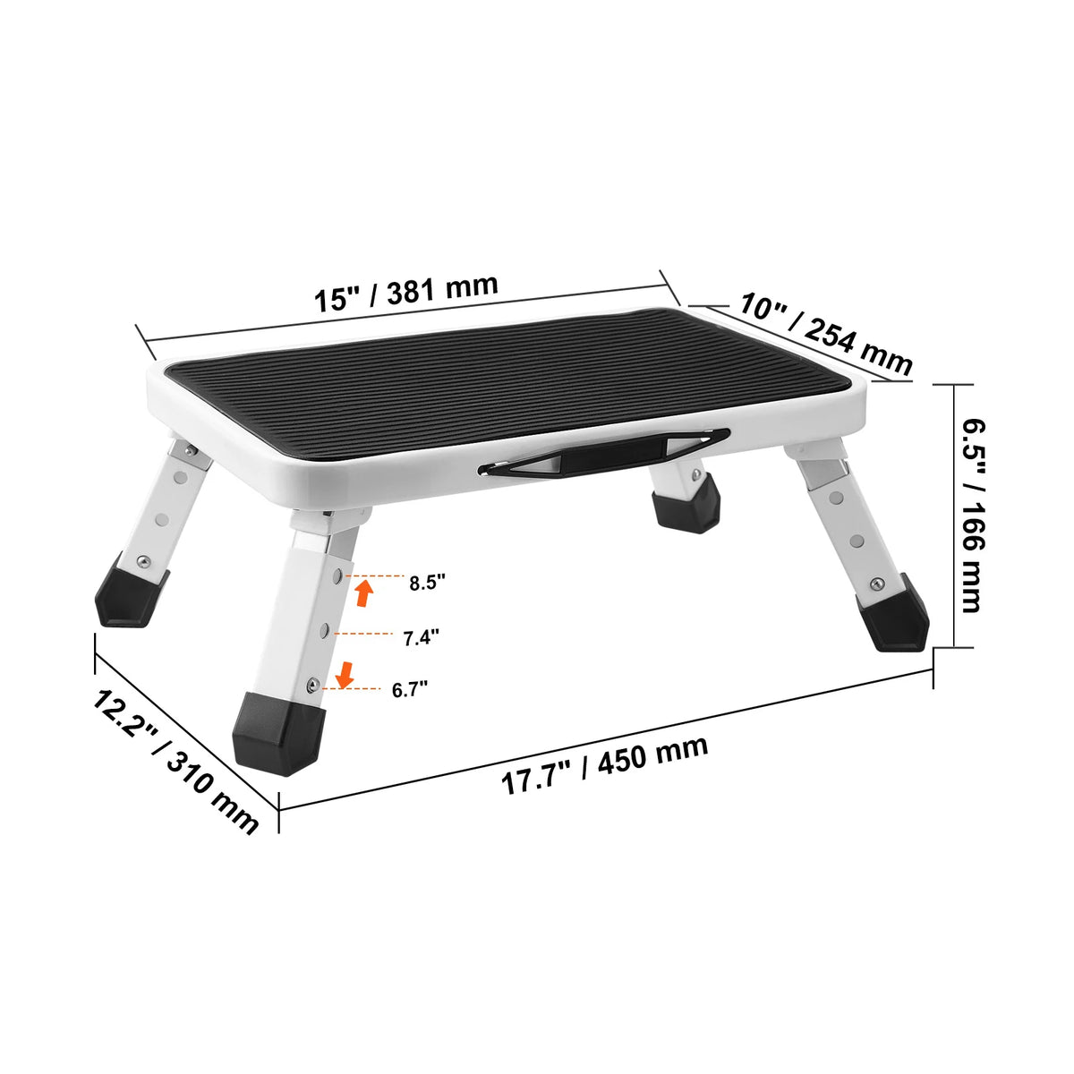 VEVOR Adjustable Non Slip Steel Step Stool for Home Use