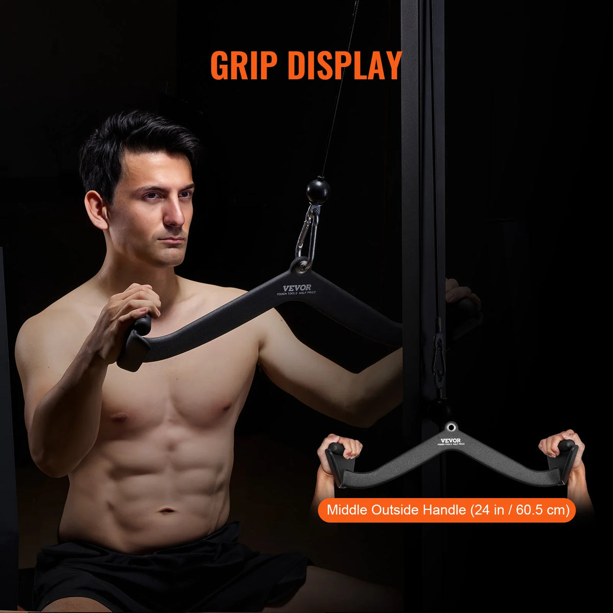 SucceBuy Lat Pulldown Bar For Cable Machine Rubber Coated Grip