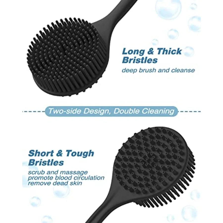 3Pc Silicone Scrubber Set Bath Glove Face Brush Body Exfoliator