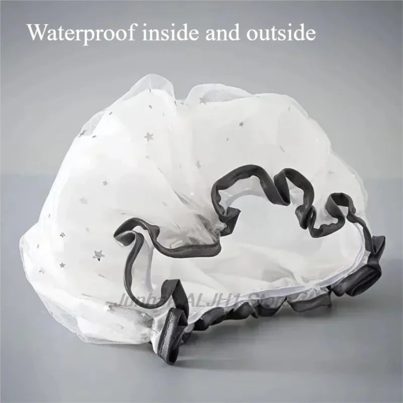 Reusable Waterproof Double Layer Pvc Shower Cap For Bathroom Use