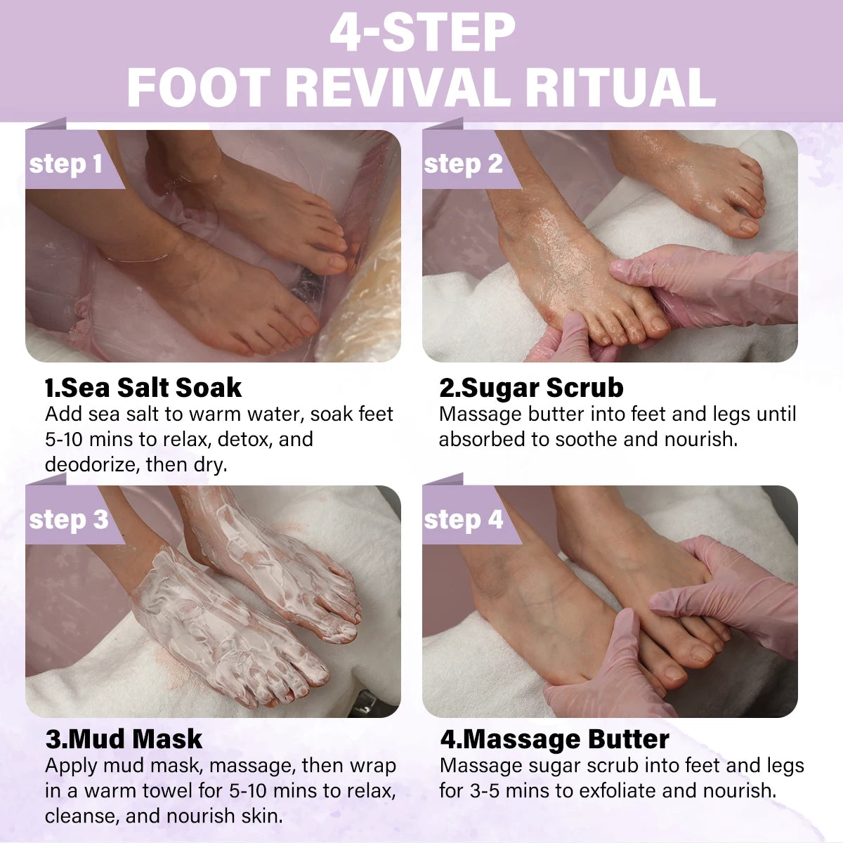 Four Step Spa Pedicure Kit Herbal Foot Scrub Peeling Care