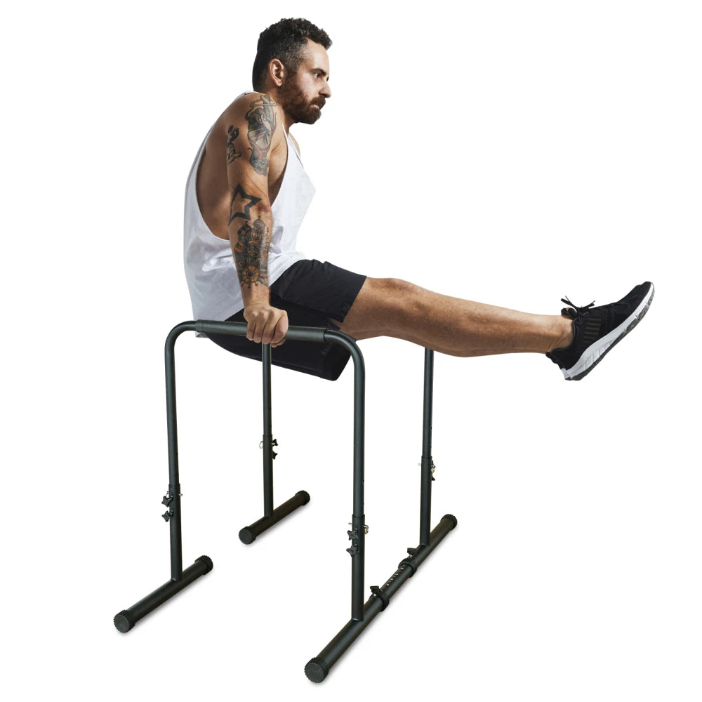 Adjustable Power Tower Dip Station With Foldable Weight Bench