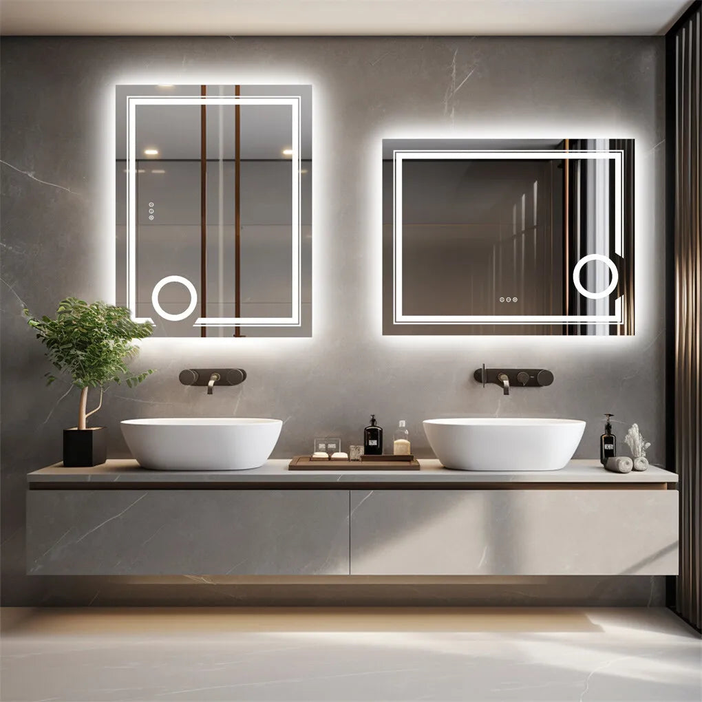 Borwart Fogless Led Bathroom Mirror With Magnifying Glass