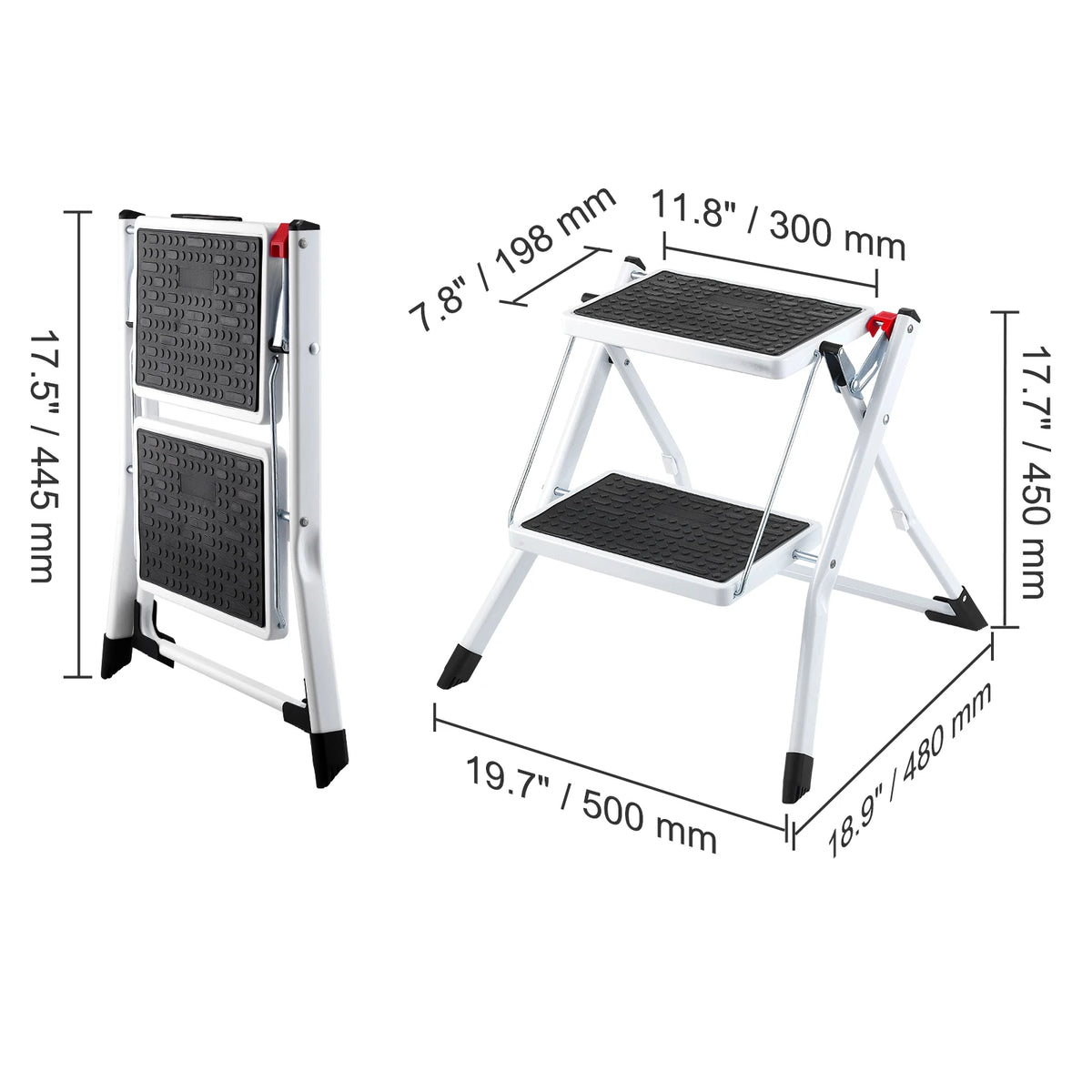 VEVOR Adjustable Non Slip Steel Step Stool for Home Use