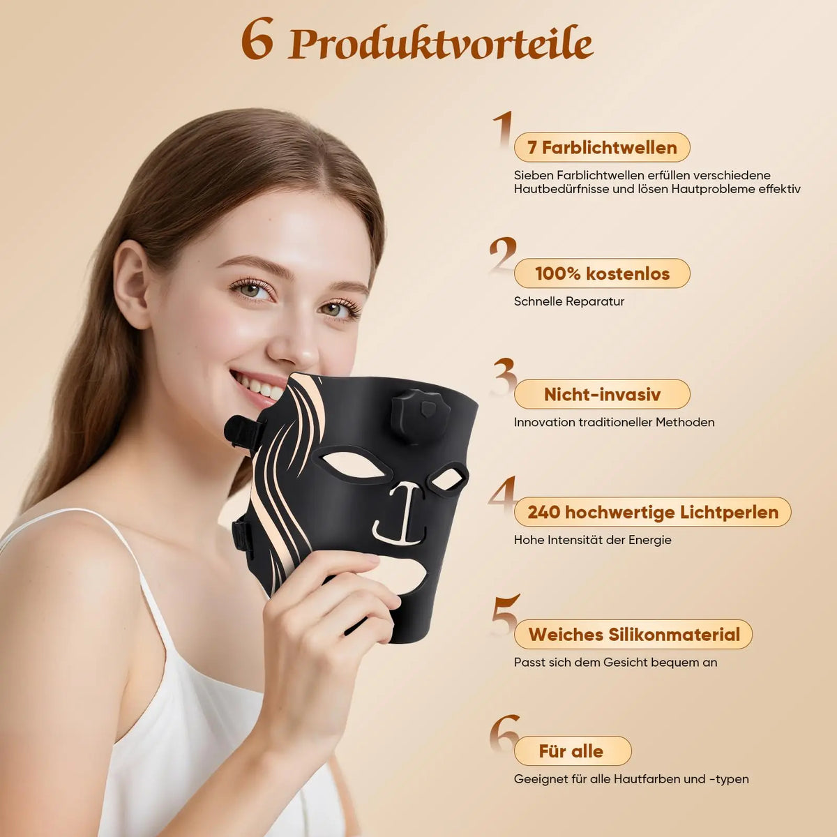 UBilli Silicone LED Light Therapy Face Mask For Skin Rejuvenation