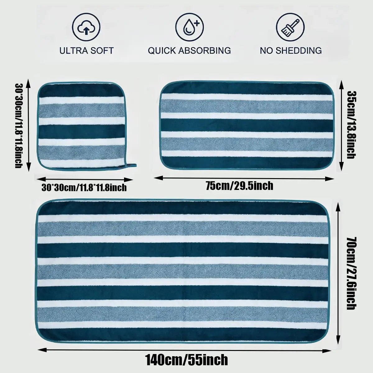 Super Absorbent Plush Bath Towels Set For Bathroom Comfort
