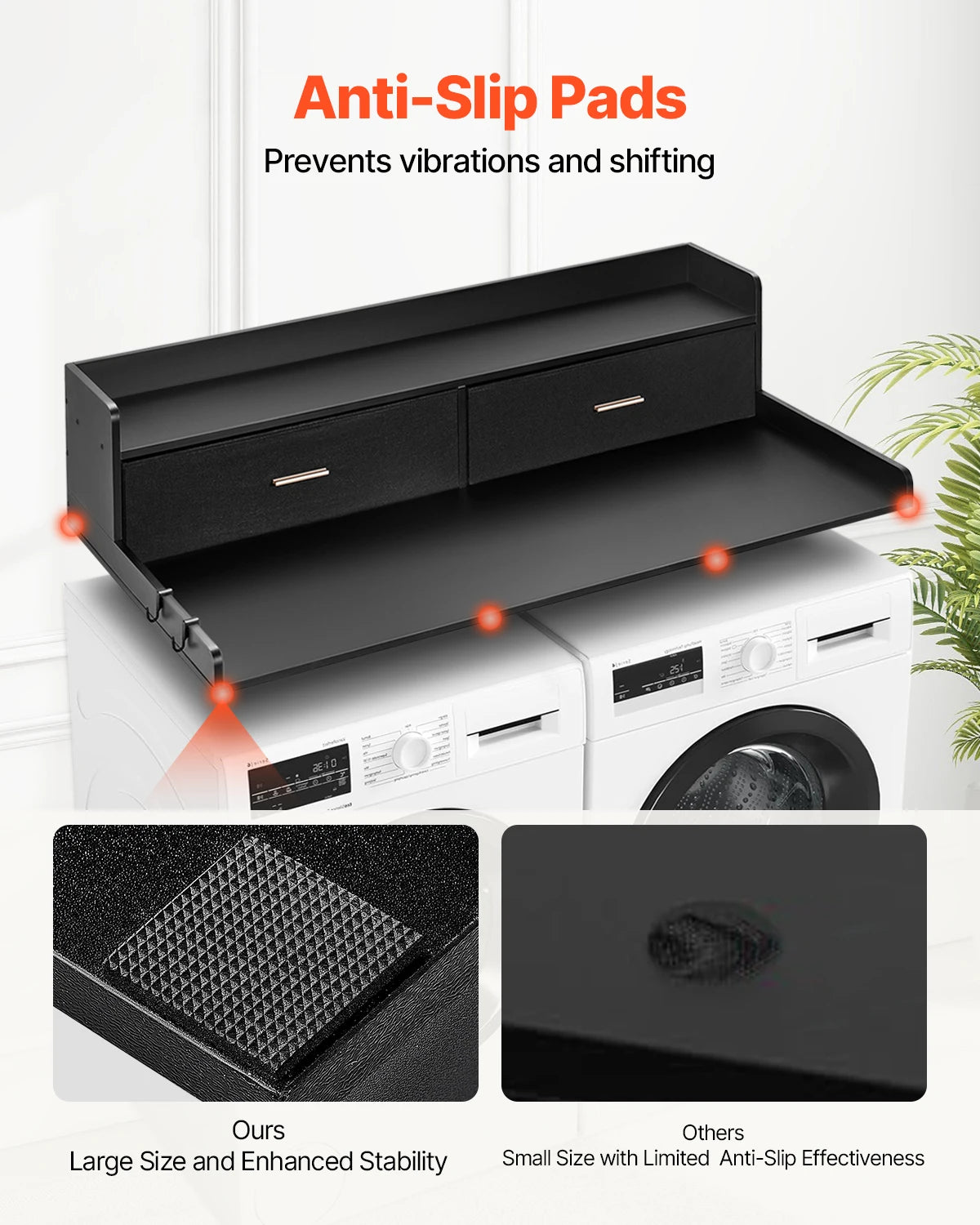 SucceBuy Washer Dryer Countertop With Storage Shelf Unit