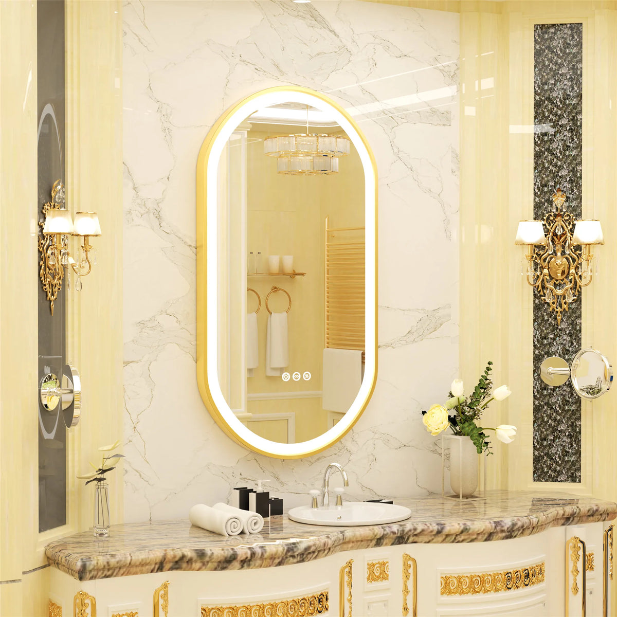 Wisfor Led Oval Bathroom Mirror With Stepless Dimmable Lighting