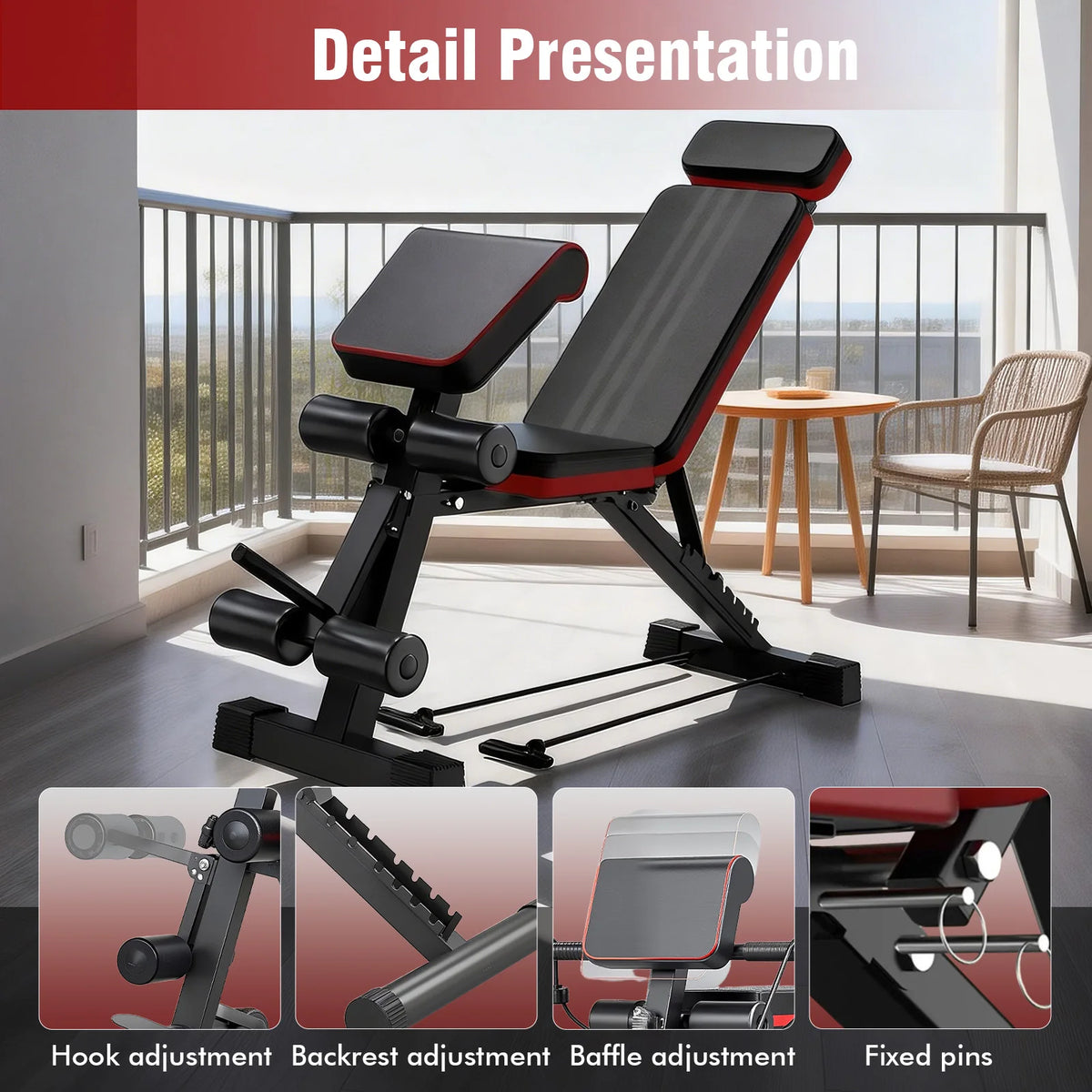 Adjustable Foldable Weight Bench With Leg Extension For Full Body
