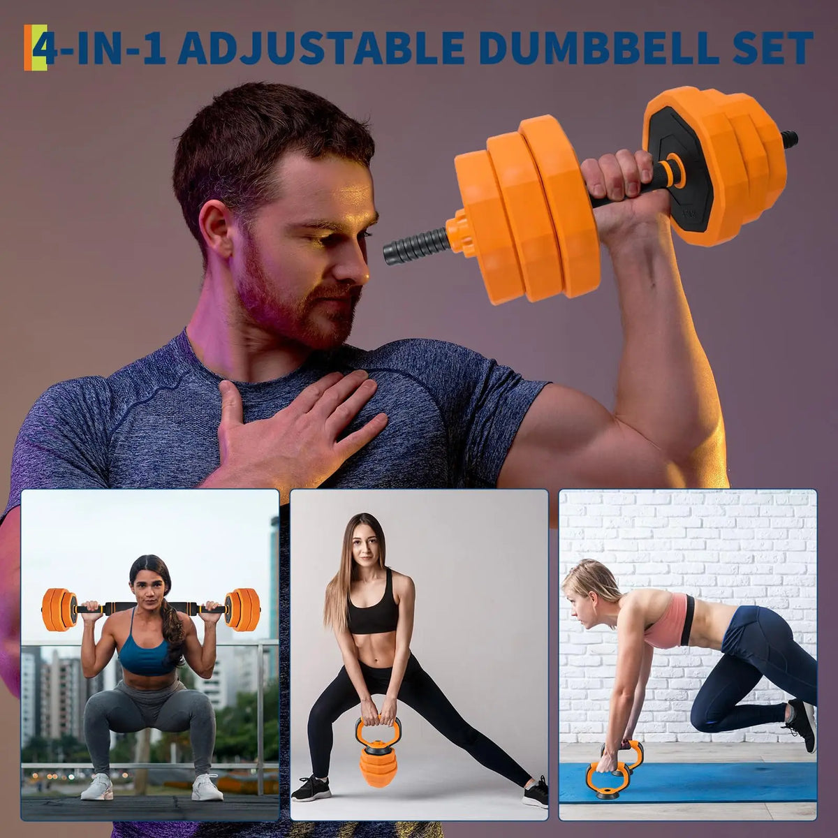 Adjustable Dumbbells Free Weight Kit With Multi Function Connector