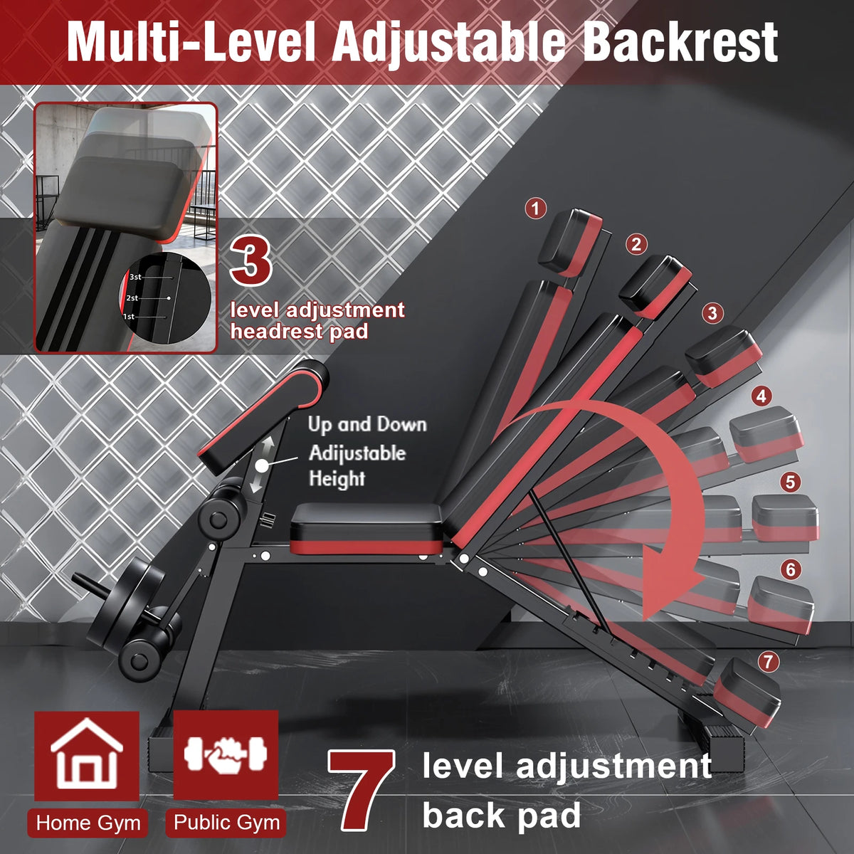 Adjustable Foldable Weight Bench With Leg Extension For Full Body