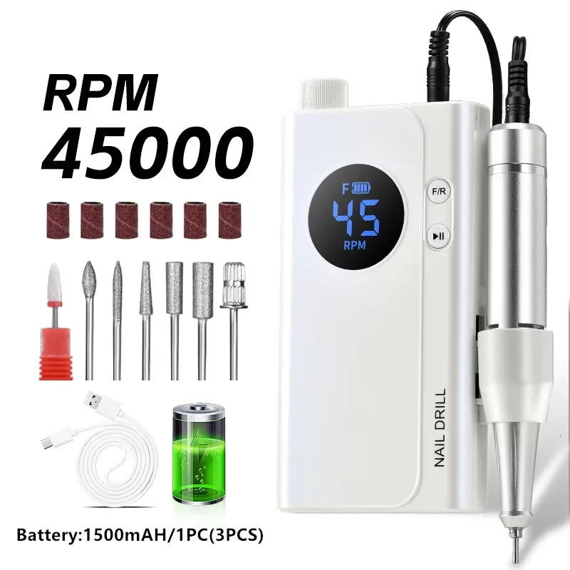 Cosprysmal Rechargeable Nail Drill With LCD Display For Manicure Pedicure