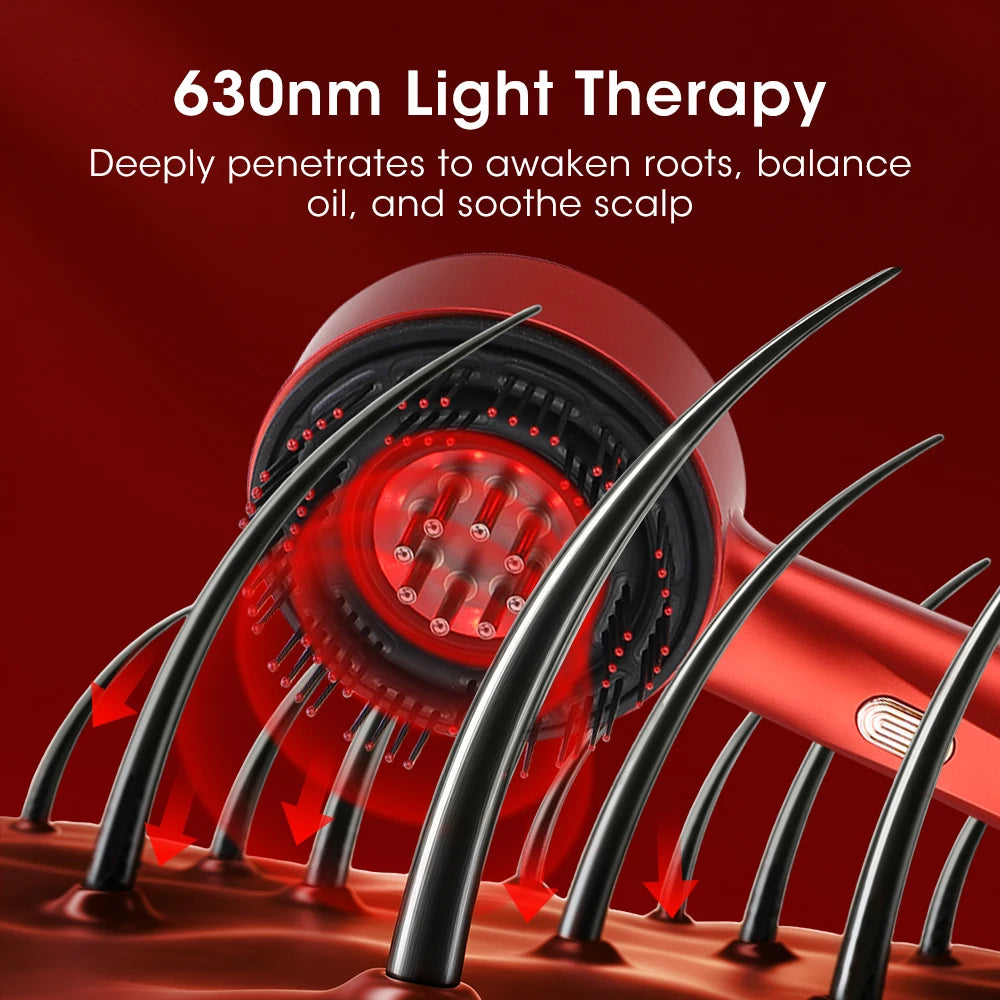 AFDEAL Electric Scalp Massage Comb With Red Light Oil Applicator