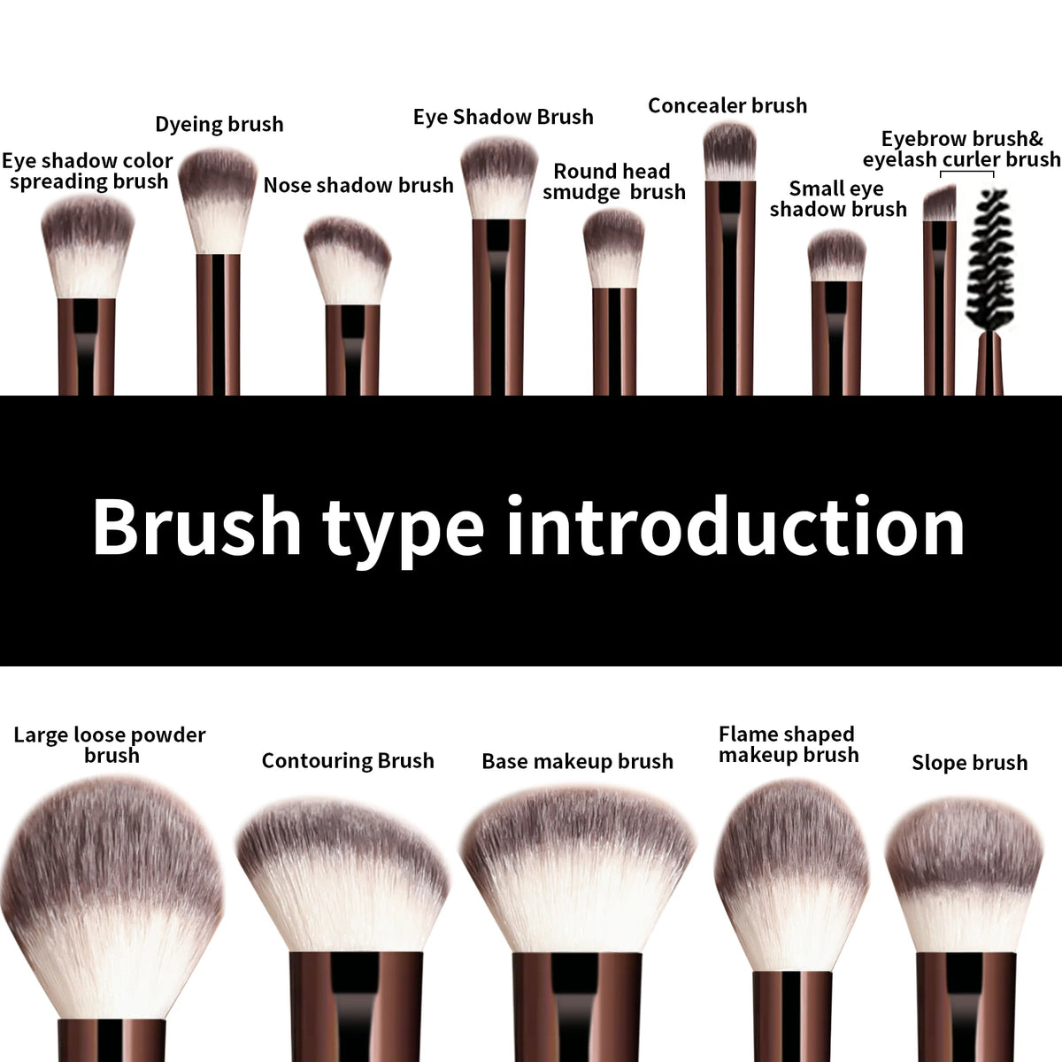 Soft Bristle Kabuki Makeup Brush Set for Face and Eyes