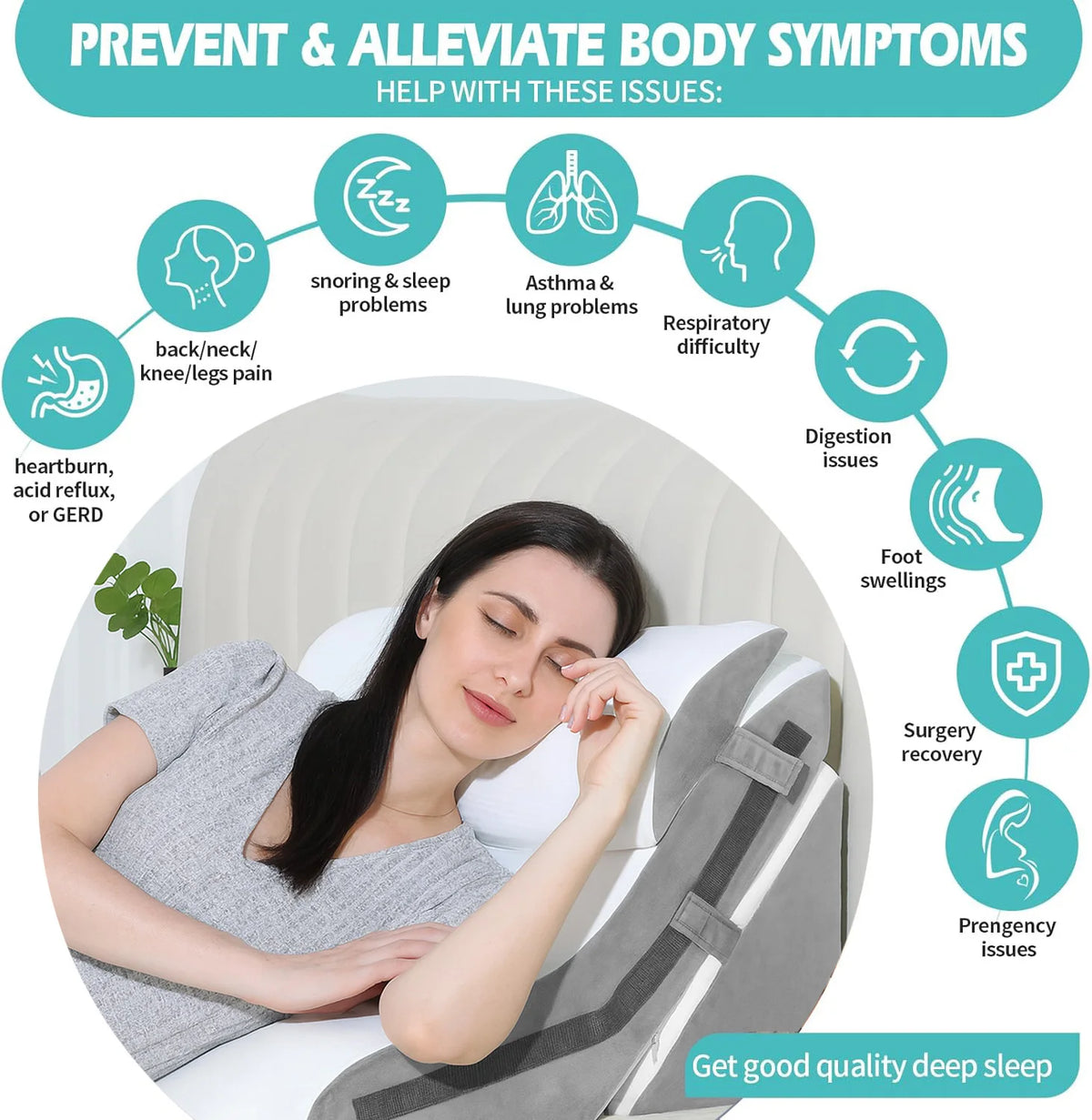Adjustable Folding Wedge Pillow For Sleeping, Snoring And Back Pain