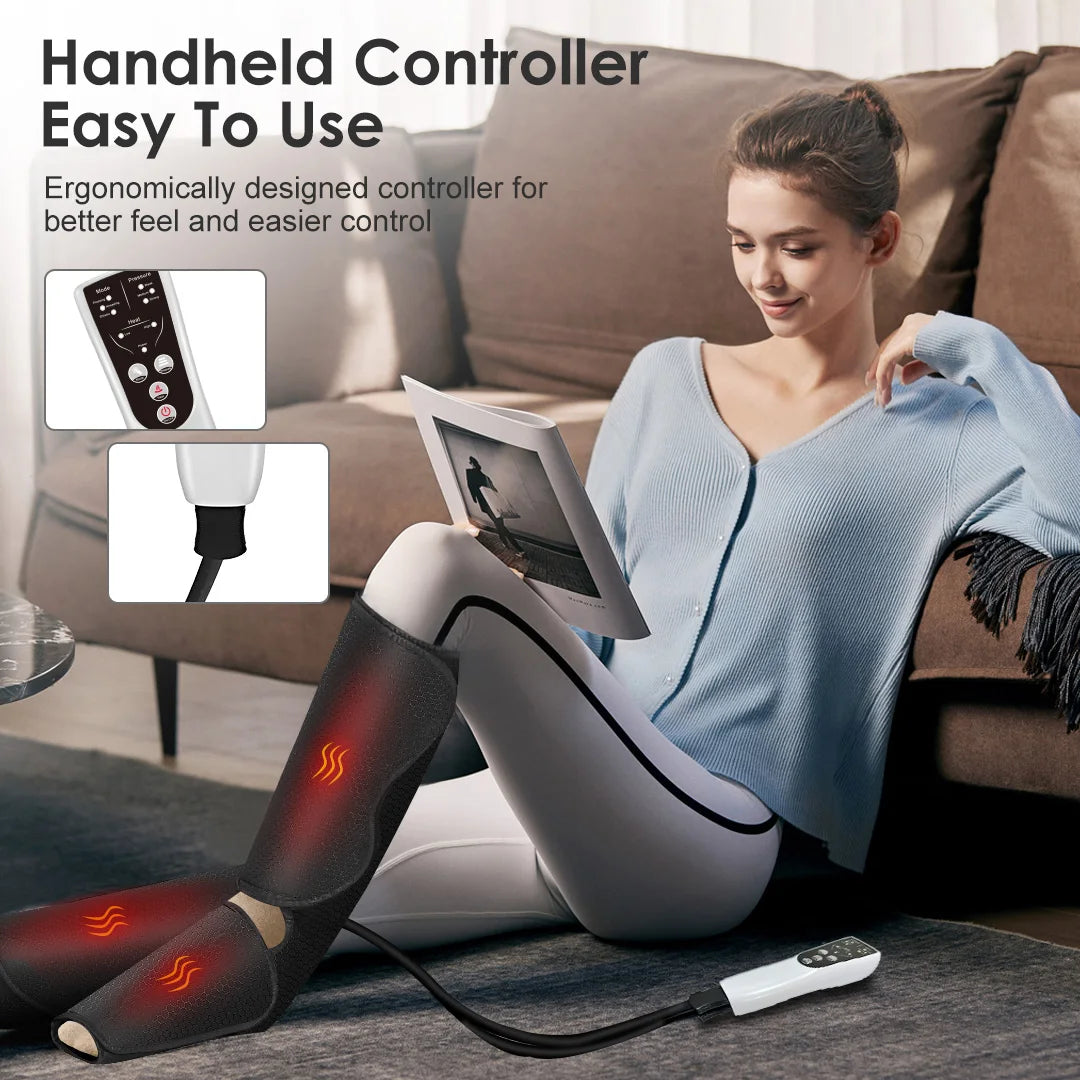 Sejoy Air Compression Leg Massager With Heated Foot And Calf Therapy