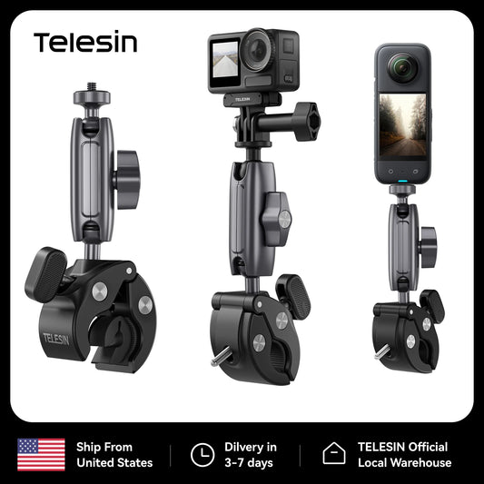 Telesin 360 Degree Handlebar Camera Mount For Action Cameras