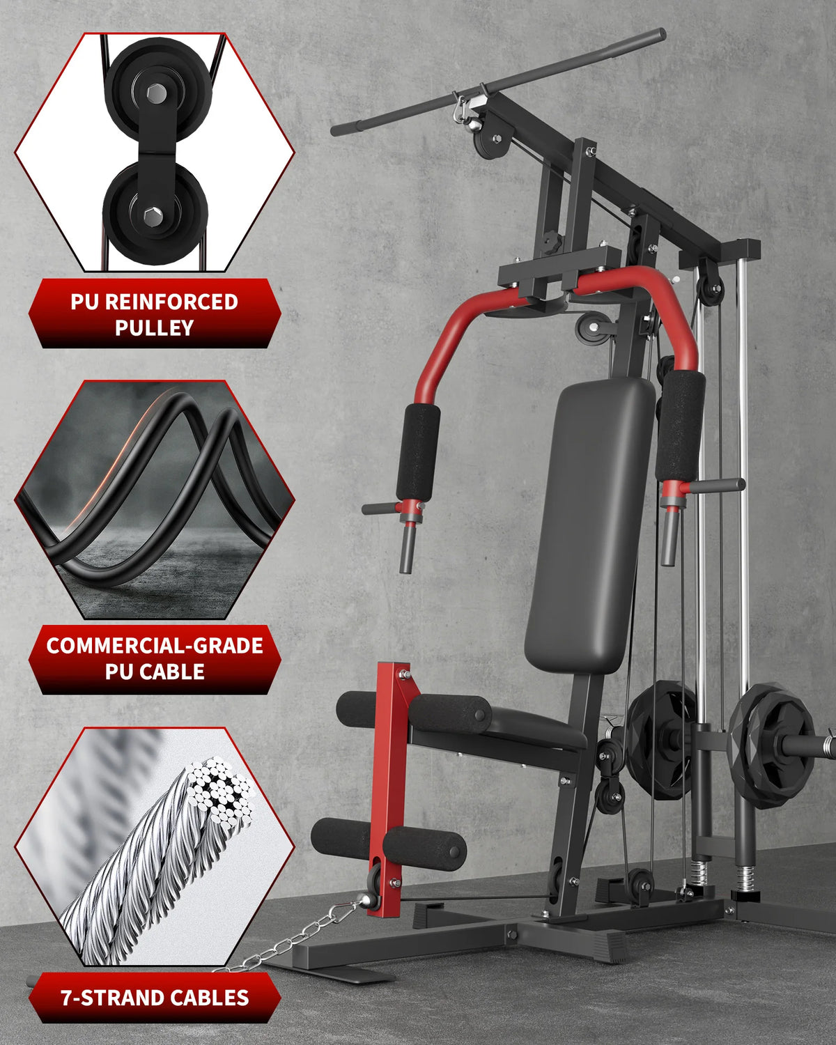 HiMiss Multifunctional Home Gym For Full Body Strength Training Exercises
