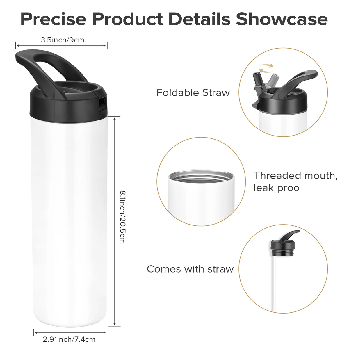 Fastsub Sublimation Tumblers Stainless Steel Vacuum Travel Water Bottle