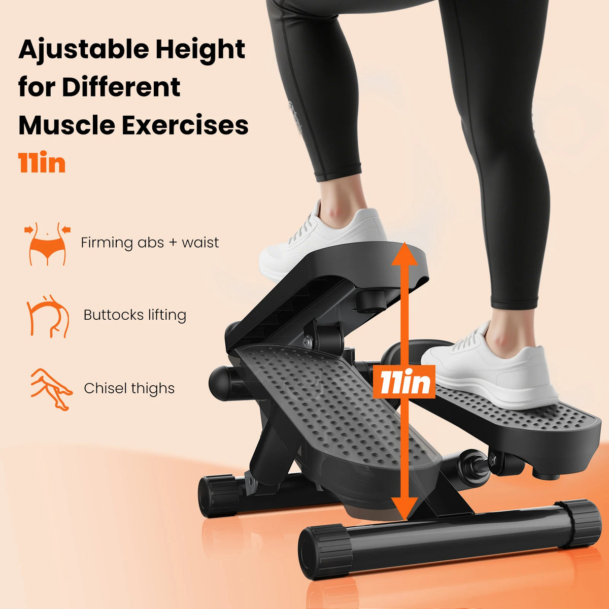Compact Hydraulic Mini Stepper With Resistance Bands And Monitor