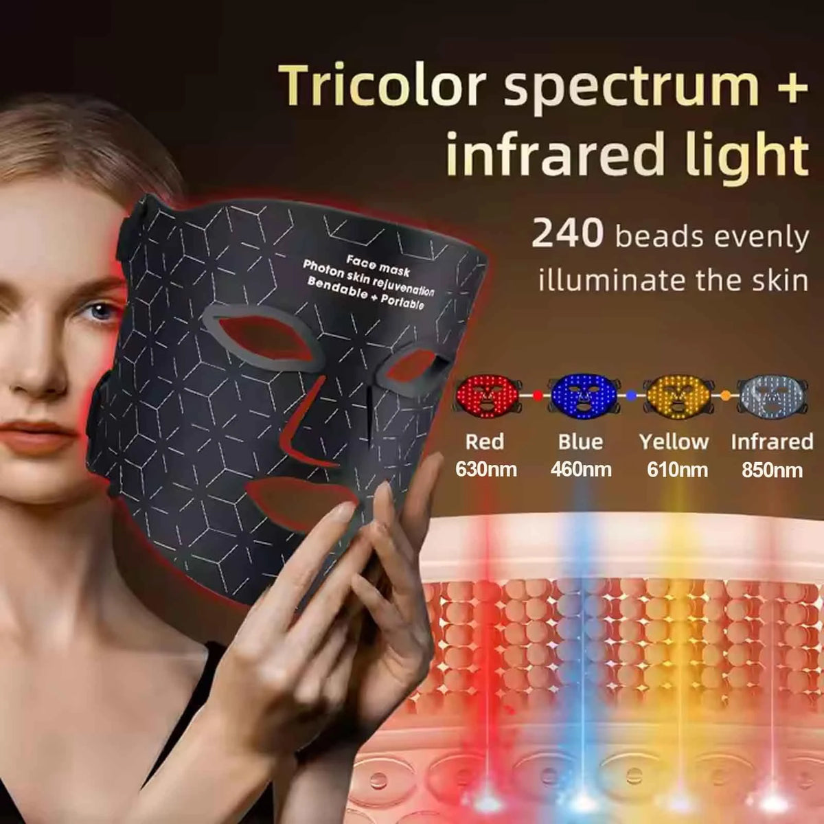 Portable Led Face Mask Light Therapy For Skin Rejuvenation