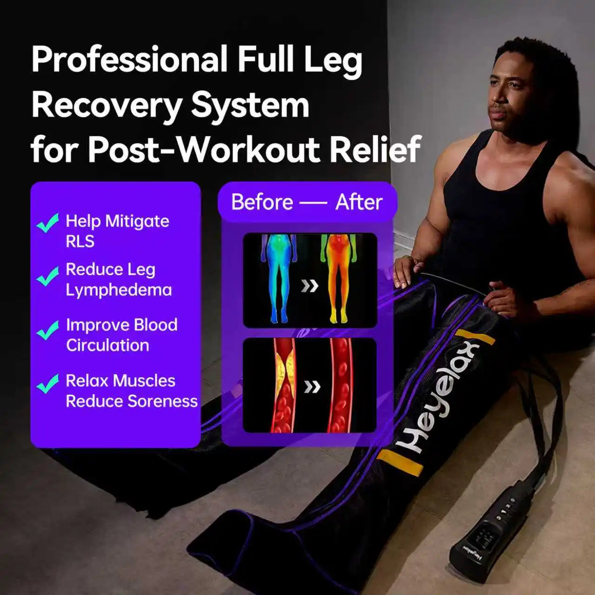 Heyelax Air Compression Leg Boots For Circulation And Recovery
