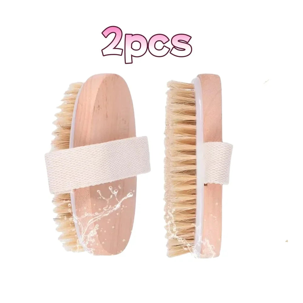 Natural Bristle Dry Body Brush Exfoliates Skin Promotes Circulation
