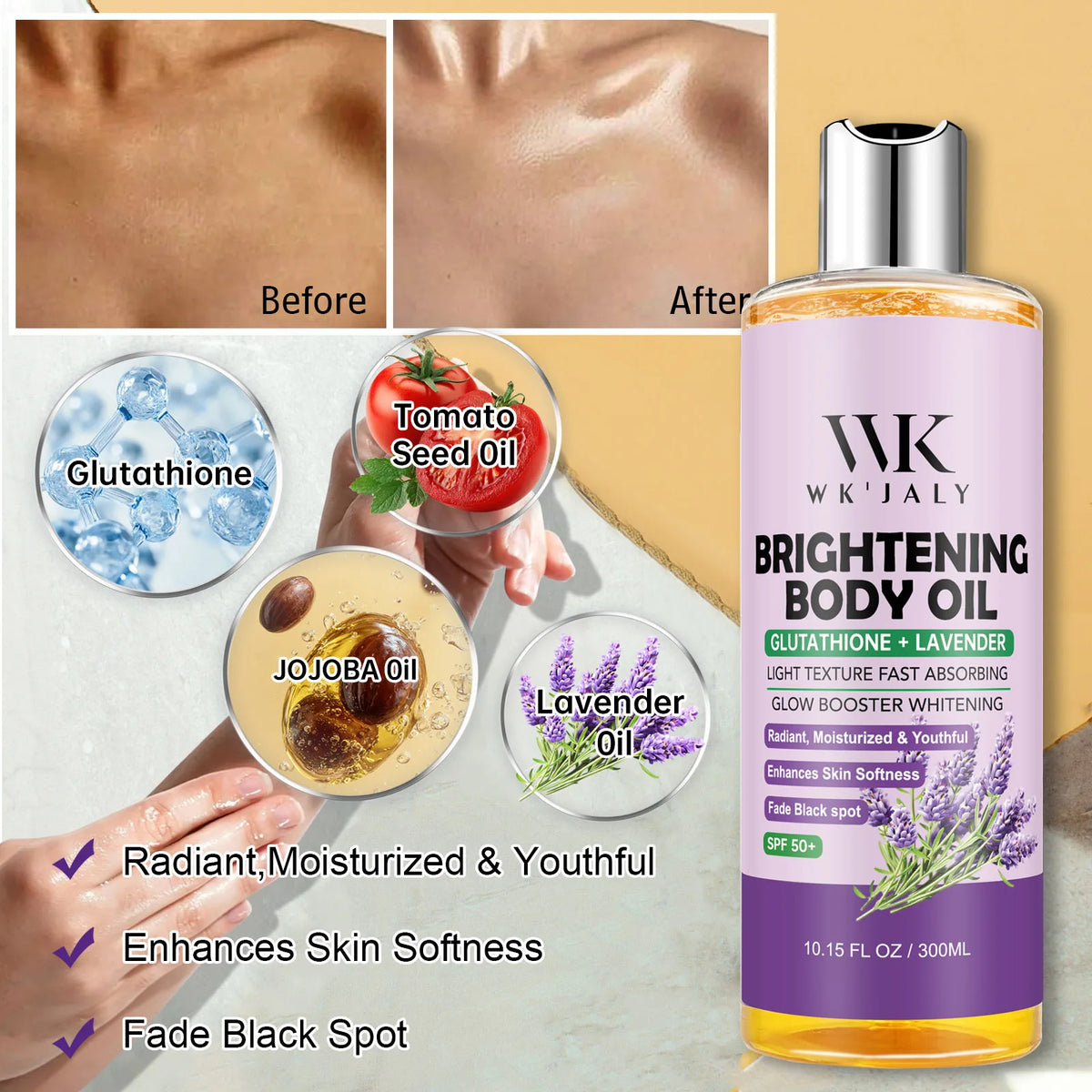 WK JALY Lightening Body Oil Brightens And Moisturizes Skin