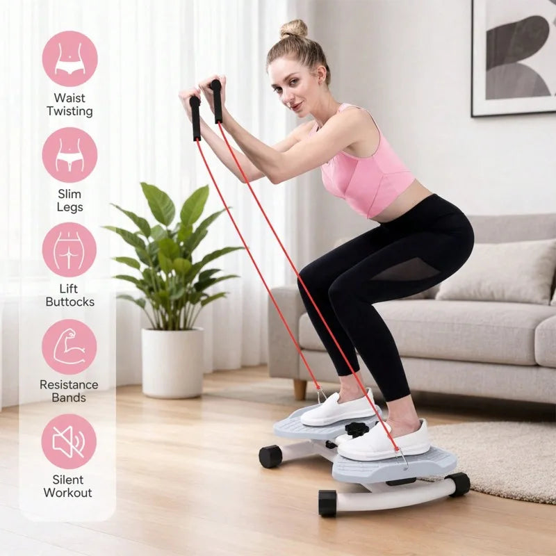 Homhut Adjustable Resistance Twist Stepper With Resistance Bands