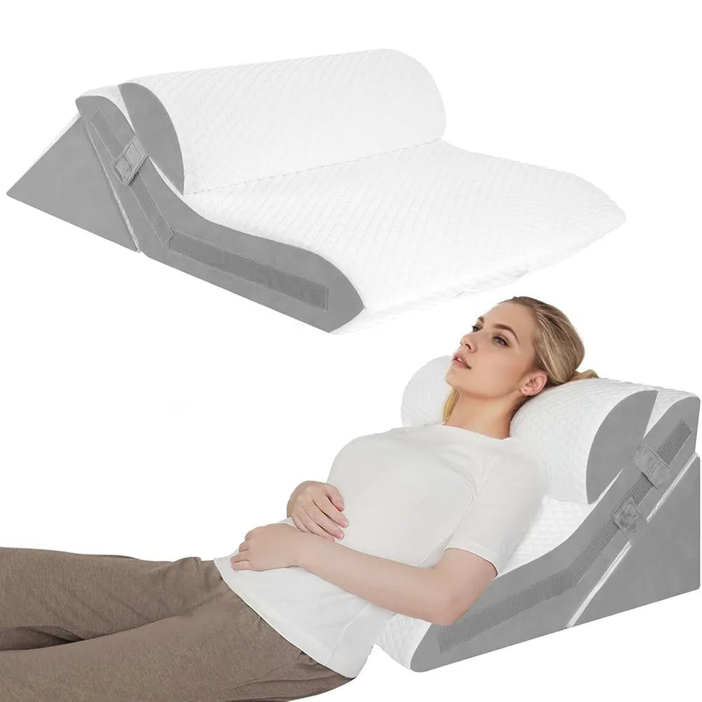 Memory Foam Wedge Pillow With Adjustable Incline Neck Support