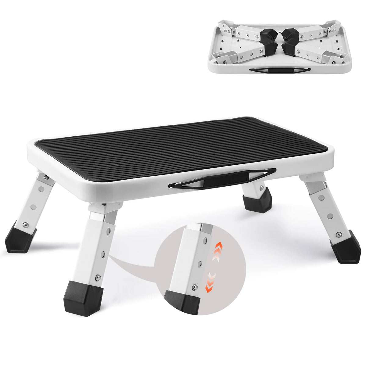 VEVOR Adjustable Non Slip Steel Step Stool for Home Use