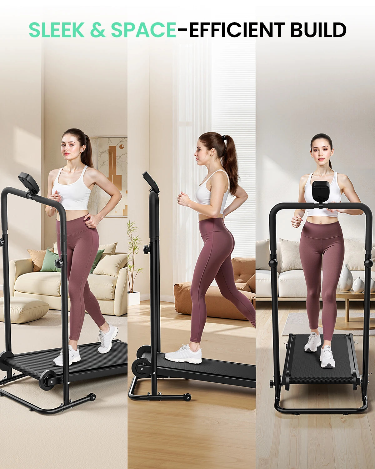 Akluer Mechanical Treadmill With Dual Flywheel And Adjustable Incline