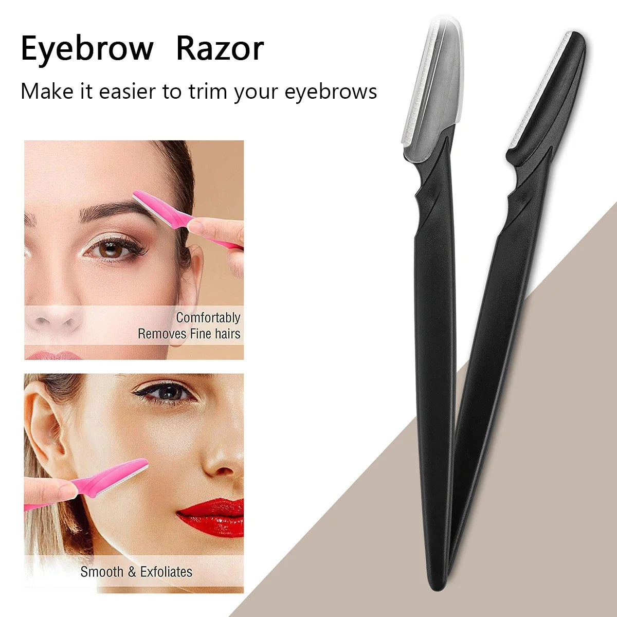 Precision Eyebrow Razors With Safety Covers For Facial Dermaplaning