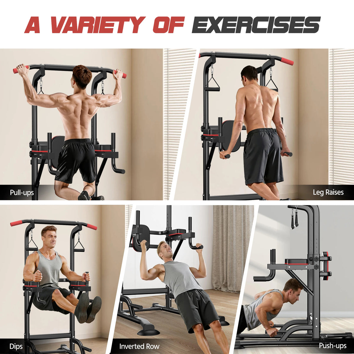 Pull Up Power Tower With Dip Station And Resistance Bands